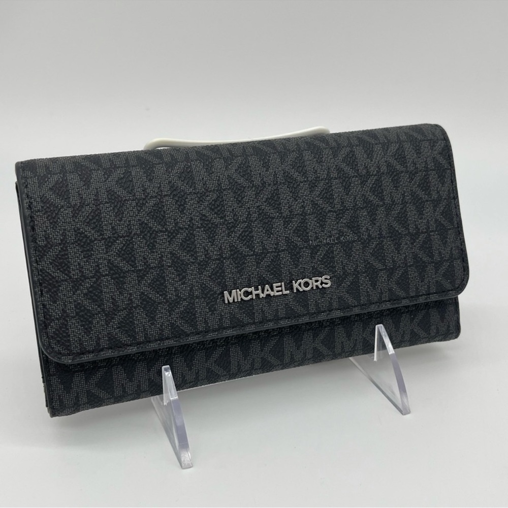Michael Kors Large Trifold Wallet Black Signature
